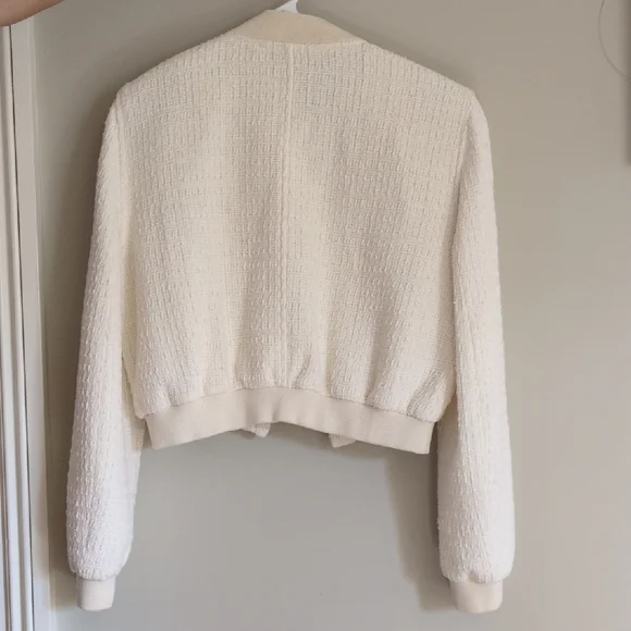 Zara Cream Textured Bomber Jacket - Picture 2 of 3